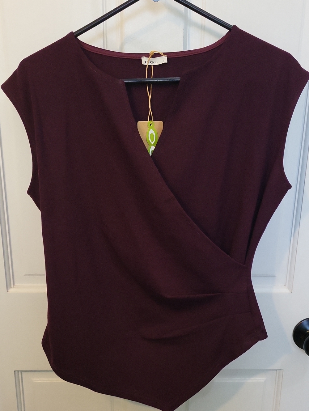 OGL Sleeveless Surplice Top in Plum